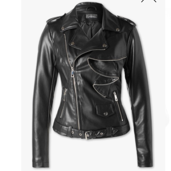Black Ruffle Faux Leather Jacket | Poshmark